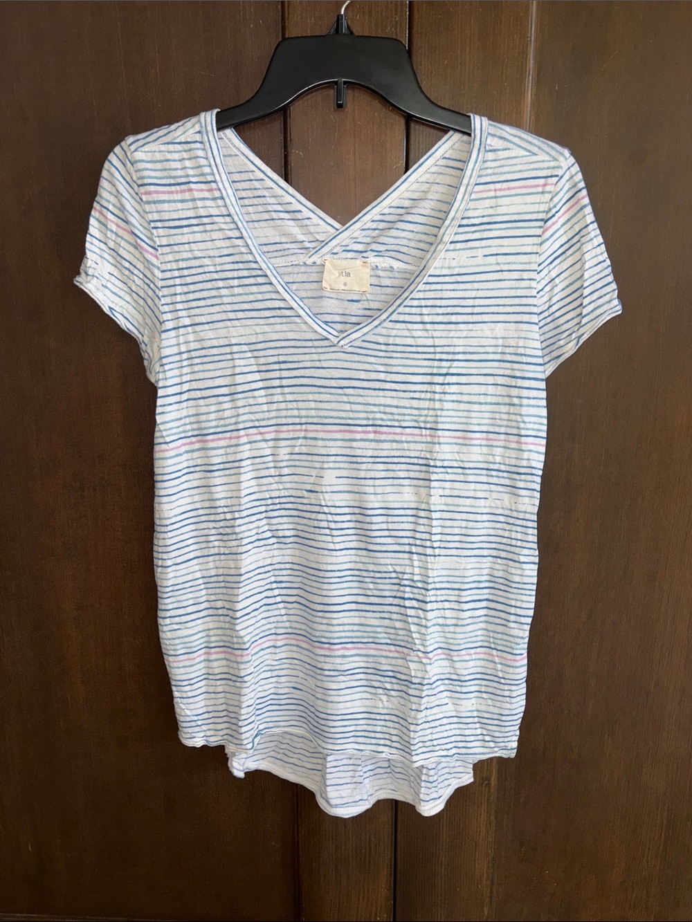 Anthropologie t.la Striped V-Neck Short Sleeve S